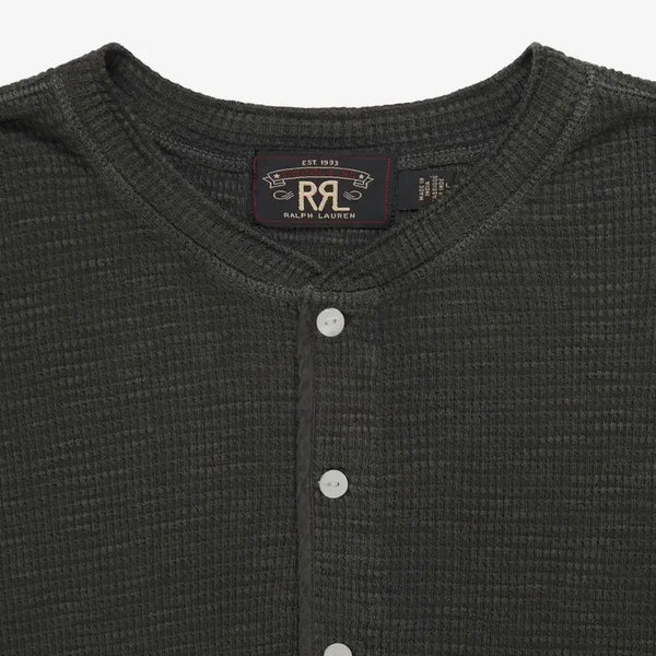 [BUNJANG] RRL Waffle Knit Cotton Henley Black / [L]더블알엘-와플니트 코튼 헨리 - 블랙(