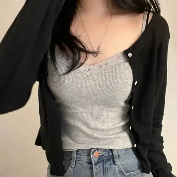 [BUNJANG] AOVRYV Summer Cardigan Black / 에이블리 오브리브 가디건 여름가디건블랙