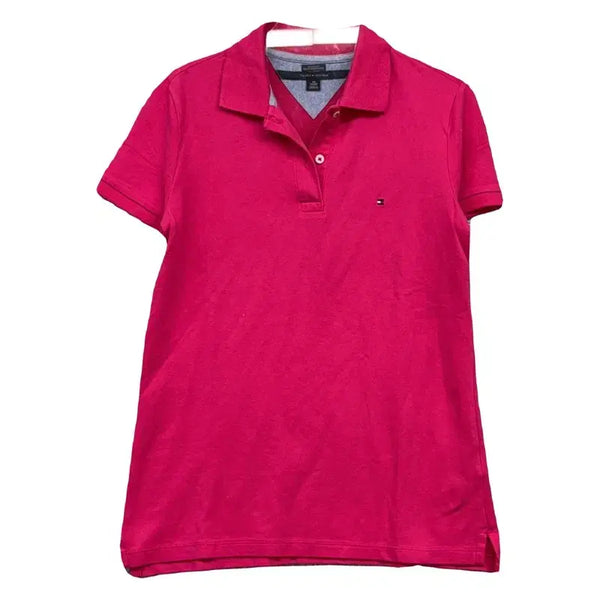 [BUNJANG] Tommy Hilfiger Pink Logo Short Sleeve Polo Shirt XS / 타미힐피거 핑크 로고 반팔 카라티 XS