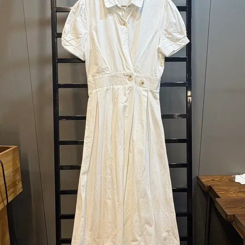 [BUNJANG] LUUL White Collar Puff Sleeve Long Dress / [S] 루엘 LUUL 화이트 카라 원피스 퍼프소매 롱 원피스 4.5