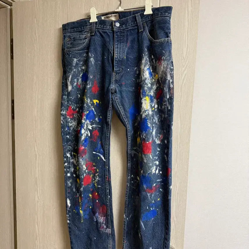[BUNJANG] Levi's 505 Custom Painted Denim Pants / 리바이스 505 커스텀 페인팅 데님 팬츠