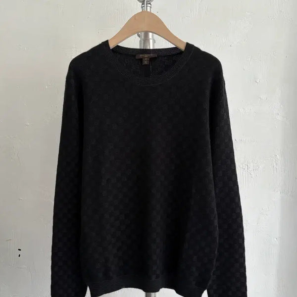 [BUNJANG] Louis Vuitton Damier Cashmere Silk Knit Sweater / Louis Vuitton 루이비통 블랙 다미에 캐시미어 실크 니트
