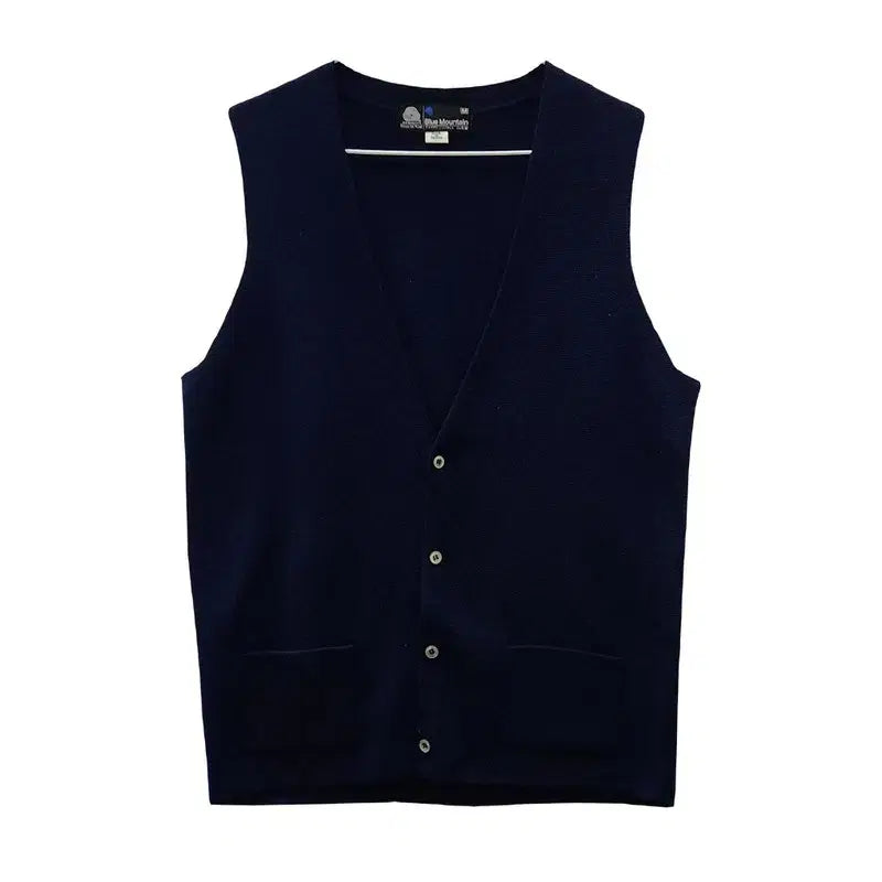 [BUNJANG] Blue Mountain Navy Knit Vest Sleeveless M / 블루마운틴 네이비 니트 조끼 슬리브리스 M MADE IN TAIWAN