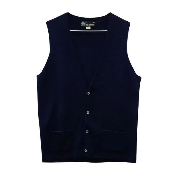 [BUNJANG] Blue Mountain Navy Knit Vest Sleeveless M / 블루마운틴 네이비 니트 조끼 슬리브리스 M MADE IN TAIWAN