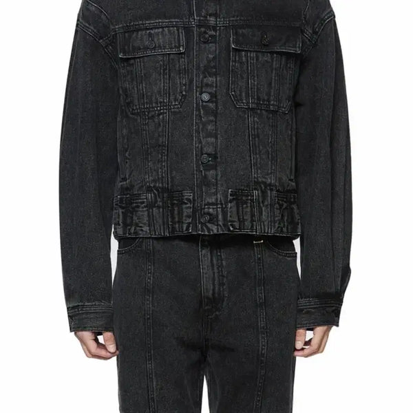 [BUNJANG] Wooyoungmi Black Square Label Denim Jacket - Size 48 / 우영미 데님 자켓