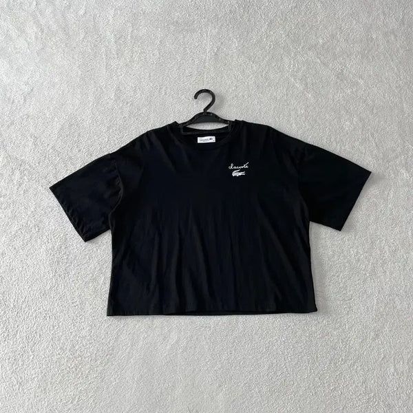 [BUNJANG] Lacoste Women's Relaxed Fit Short Sleeve T-Shirt Black / 38 라코스테 여성 신형 릴렉스핏 반팔티셔츠