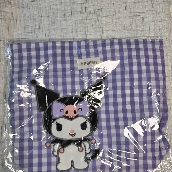 [BUNJANG] Kuromi Purple Plaid Eco Bag / 쿠로미 퍼플 체크무늬 에코백