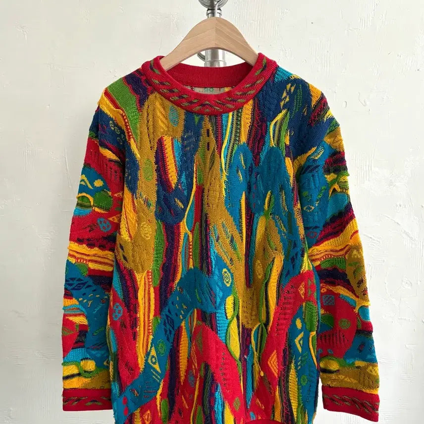 [BUNJANG] Coogi 3D Multicolor Cable Knit Sweater / Coogi 쿠지 3D 멀티컬러 케이블 니트