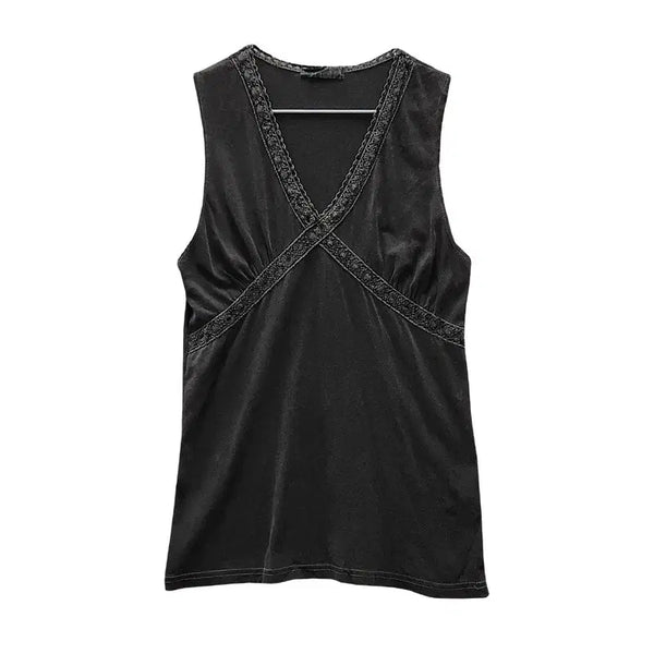 [BUNJANG] Y2K Heisei Cross Race Sleeveless Top / Y2K 헤이세이 크로스레이스 슬리브리스 OS