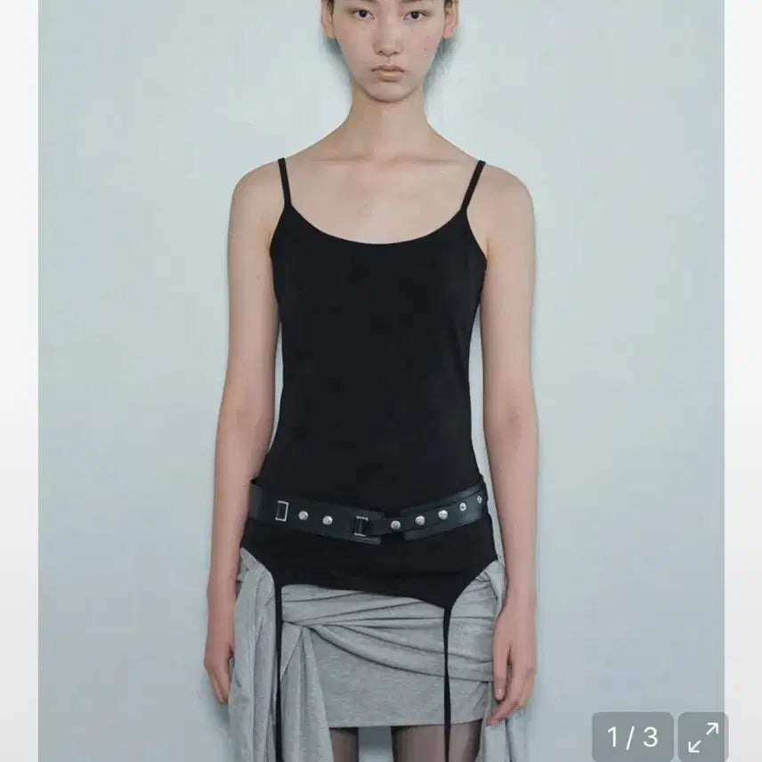 [BUNJANG] CERRIC Strap Layered Sleeveless Top Black / 세릭 CERRIC 스트랩 레이어드 슬리브리스 나시 블랙 44~55