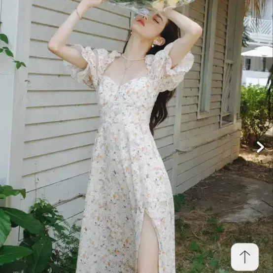 [BUNJANG] Sinsden Muse Long Flower One-Piece Dress / 신스덴 뮤즈 롱 플라워 원피스