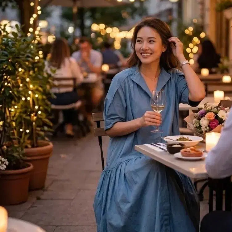[BUNJANG] The I's Collection Soft Texture Dress Dusty Blue / 더 아이잗콜렉션 바스락 원피스