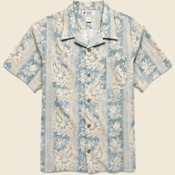 [BUNJANG] RRL Floral Camp Shirt Indigo Blue & Beige Linen/Cotton Blend / L) 26S/S RRL(더블알엘) 플로랄 캠프 셔츠