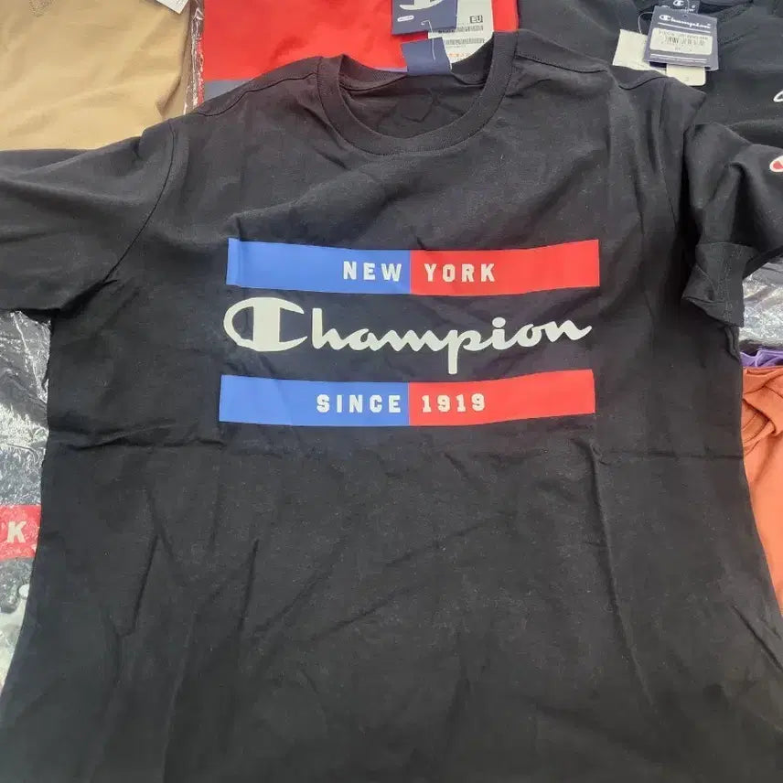 [BUNJANG] Champion New York Logo Short Sleeve T-Shirt Black S / (새상품) 챔피온 뉴욕 로고 반팔티 블랙 s 스몰