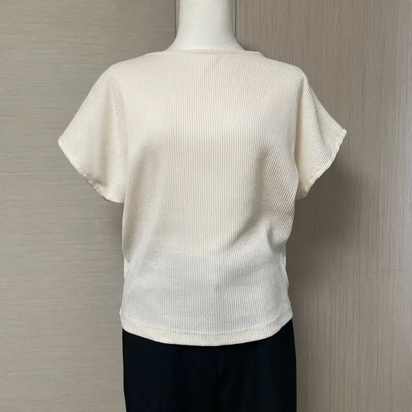 [BUNJANG] Boat Neck Ribbed Blouse / [새상품] 보트넥 골지 티셔츠 블라우스