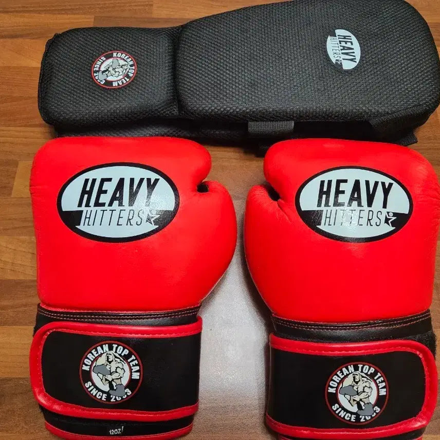 [BUNJANG] Heavy Hitters KTT Edition 12oz Natural Leather Gloves & Shin Guards Set / 헤비히터스 ktt에디션 천연가죽 글러브 12oz