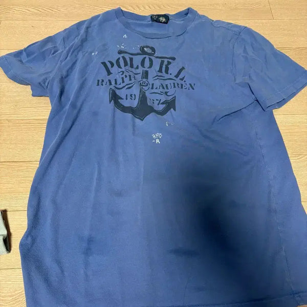 [BUNJANG] Polo Ralph Lauren Anchor Print Short Sleeve T-Shirt Blue M-L / 폴로 랄프로렌 앵커 프린팅 반팔티 블루 m-l