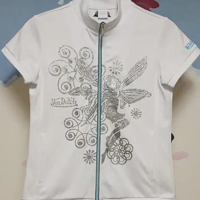 [BUNJANG] Bonner Ch Y2K Fairy Short Sleeve Track Zip-Up White / (90) 본더치 Y2K 요정 반팔 트랙 집업
