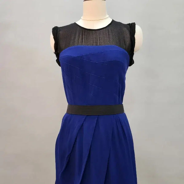 [BUNJANG] Sandro Blue Black See-Through Dress / 산드로 블루 블랙 시스루 원피스