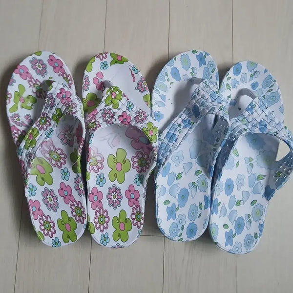 [BUNJANG] Summer Flower Pattern Slippers (Set of 2) / 슬리퍼 2컬레 (새신발)