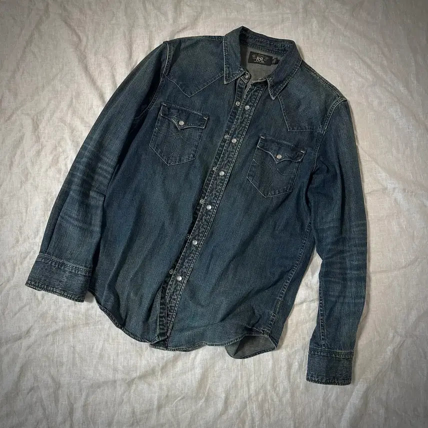 [BUNJANG] RRL Western Denim Shirt (L / 105) / RRL 더블알엘 웨스턴 데님 셔츠 L (105) 사이즈