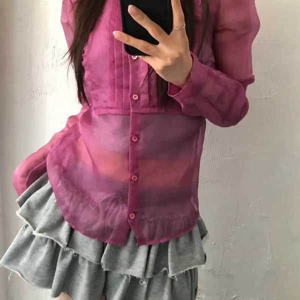 [BUNJANG] Miu Miu Silk See-Through Blouse / miu miu 미우미우 실크 시스루 블라우스