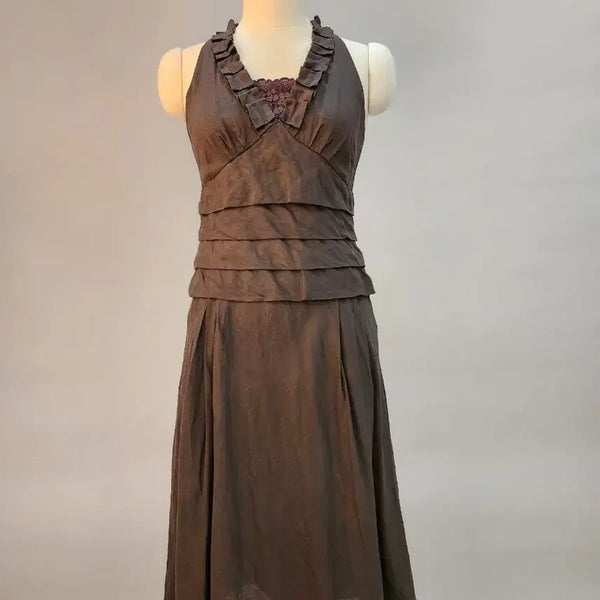 [BUNJANG] Hugo Boss Linen Sleeveless Ruffle Dress / 휴고보스 린넨  민소매 프릴 원피스