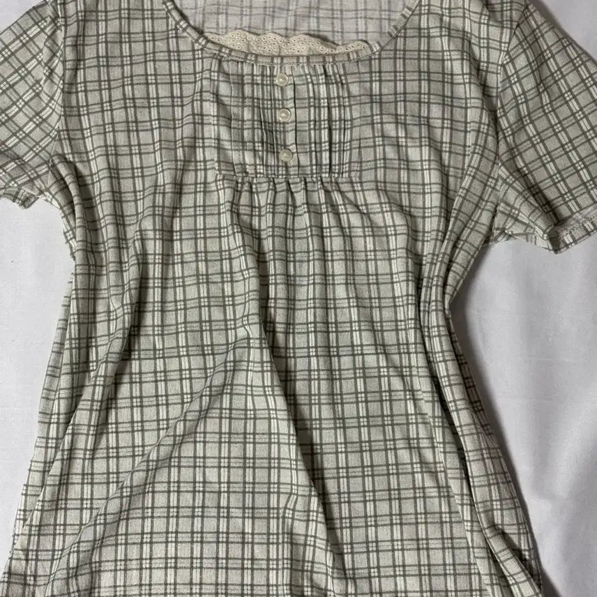 [BUNJANG] Y2K Japanese Vintage Mori Green Plaid Short Sleeve Blouse / Y2K 일본 빈티지 모리 연두 체크 반팔 블라우스