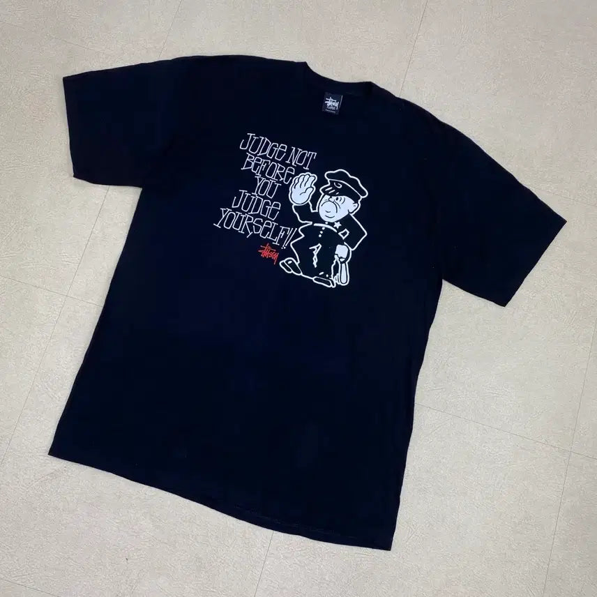 [BUNJANG] 2000s Stussy Printed Black Half T-Shirt Size 105 / 00s 스투시 프린팅 블랙 하프 티 (105)