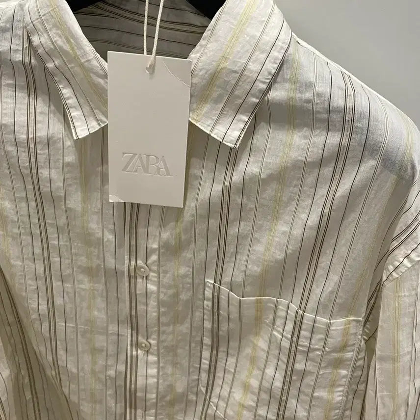[BUNJANG] Zara Striped Shirt (Size S) / (자라/5.99만원) 바스락 스트라이프 셔츠 S  아이보리 베이지 옐로우
