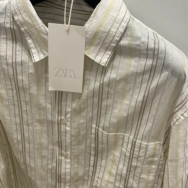 [BUNJANG] Zara Striped Shirt (Size S) / (자라/5.99만원) 바스락 스트라이프 셔츠 S  아이보리 베이지 옐로우