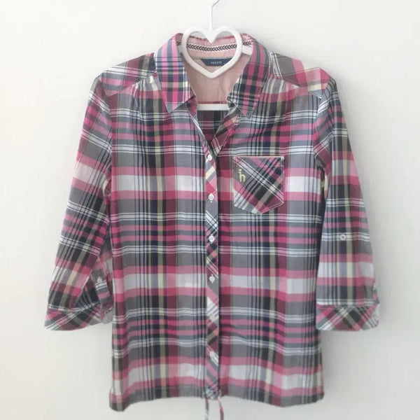 [BUNJANG] Hazzys Pink Check Cotton Shirt / 헤지스 hazzys 초코딸기맛 핑크체크 셔츠