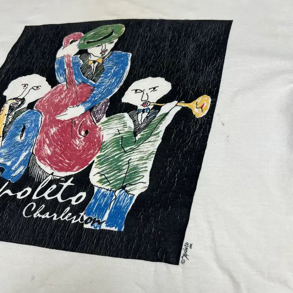 [BUNJANG] 90s Vintage Hanes Beefy-T Jazz Art Graphic T-Shirt XL / 90s 빈티지 재즈 아트 그래픽 프린팅티셔츠 XL
