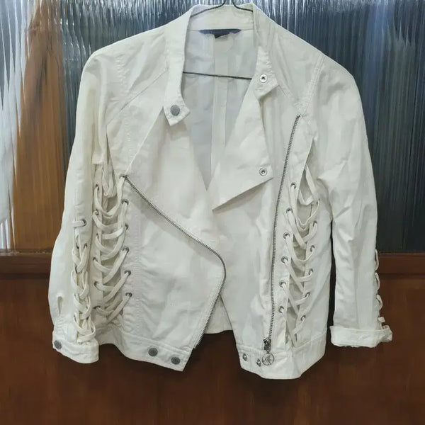 [BUNJANG] A/X Armani Exchange White Denim Lace-Up Jacket M / A/X 알마니 익스체인지 화이트데님 레이스업 자켓  M