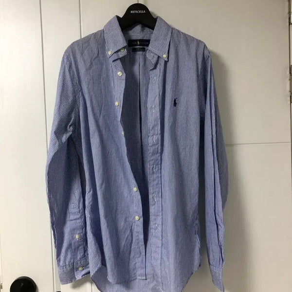 [BUNJANG] Polo Ralph Lauren Blue Stripe Shirt Slim Fit XS / 정품 폴로랄프로렌 블루 스트라이프 셔츠 슬림핏 xs