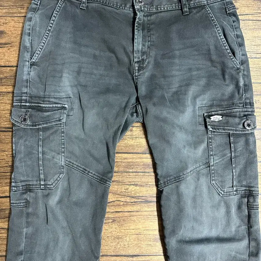 [BUNJANG] Buckaroo Dark Grey Washed Spandex Cargo Pants 34 Inch / 버커루 BUCKAROO 다크그레이 워싱 스판 카고팬츠 34인치