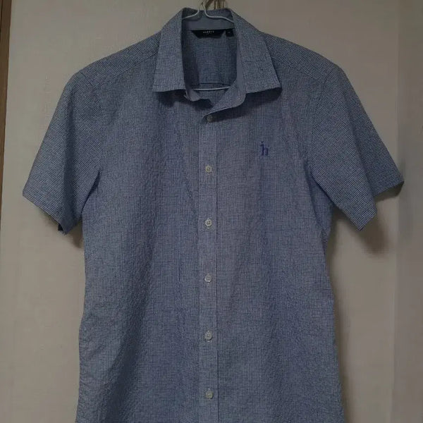 [BUNJANG] Hazzys Men's Blue Check Short-Sleeve Shirt 95 / 헤지스 반팔 셔츠 블루 체크 95
