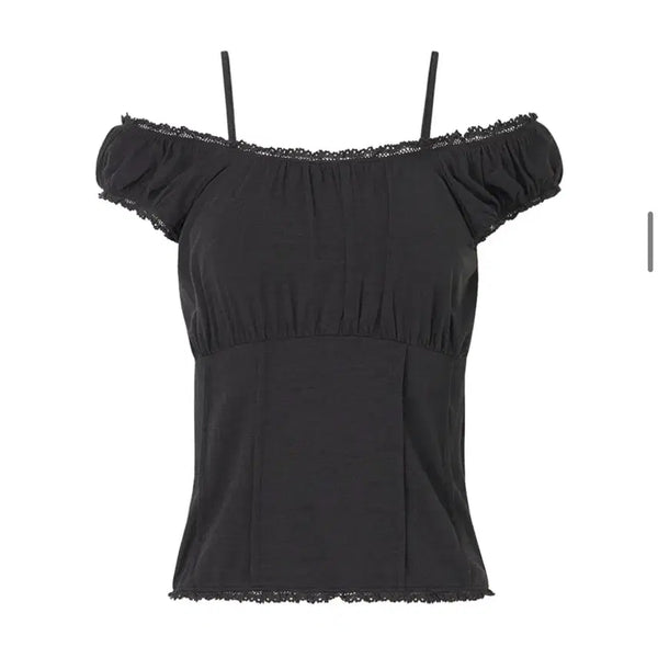 [BUNJANG] Zero Planet Lace Shirring Top / 제로플래닛 레이스 셔링 탑