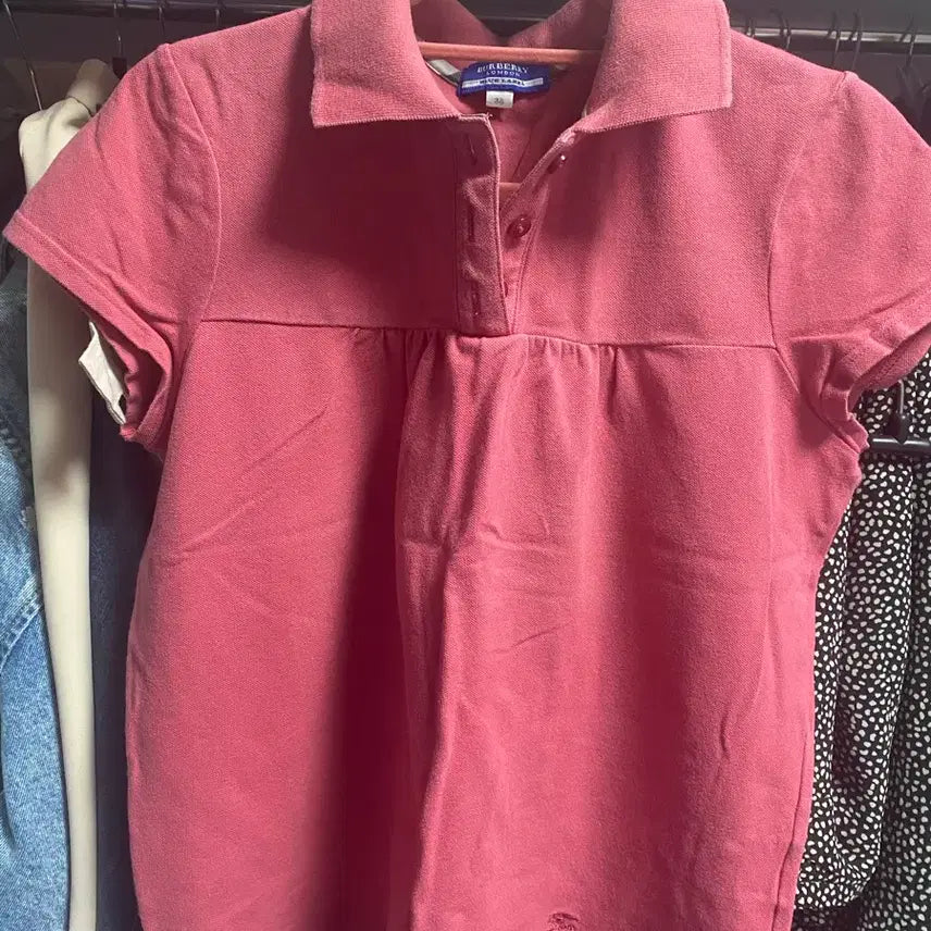 [BUNJANG] Burberry Blue Label Pink Polo T-Shirt / 버버리 블루라벨 핑크색 pk