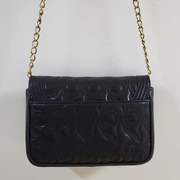 [BUNJANG] Vintage Black Quilted Chain Leather Crossbody Bag / 빈티지 검정 퀼팅 체인 가죽 크로스백