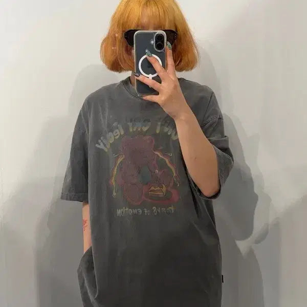 [BUNJANG] M.Compagno Pigment Short Sleeve T-Shirt Smoke Black / M 꼼파뇨 빈티지 피그먼트 반팔티 스모크 블랙