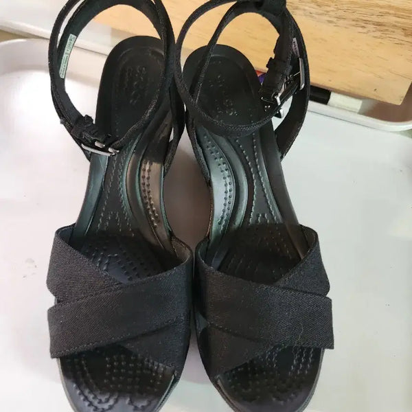 [BUNJANG] Crocs X-Wege Black Wedge Sandals (Women's 245) / 크록스 엑스웨지 245  여성 샌들