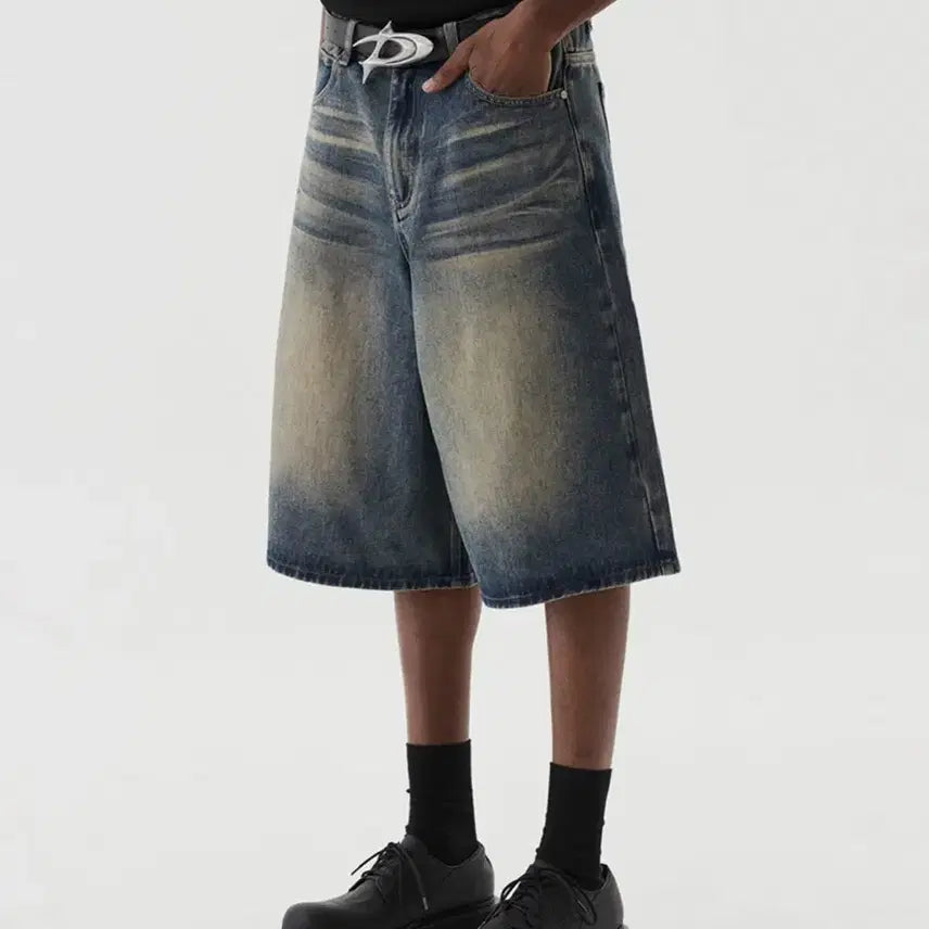 [BUNJANG] DNSR Signature Bermuda Denim Pants - Mud / [L] DNSR 디앤에스알 디앤써 시그니처 버뮤다 데님 팬츠 머드