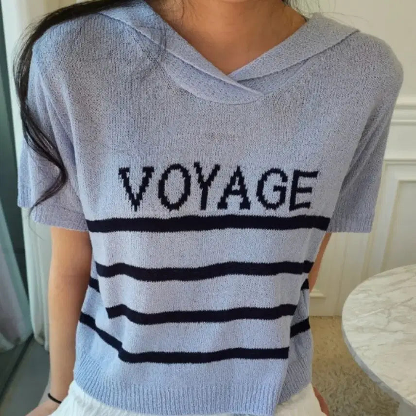 [BUNJANG] Sailor Collar Marine Look Knit - Light Blue / [새상품] 세일러 카라 마린룩 니트 소라색