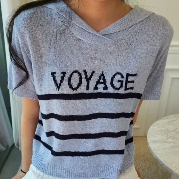 [BUNJANG] Sailor Collar Marine Look Knit - Light Blue / [새상품] 세일러 카라 마린룩 니트 소라색