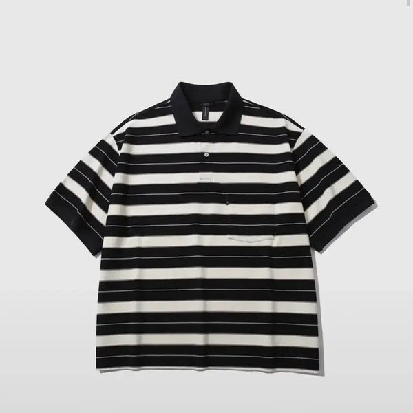 [BUNJANG] Moif Wide Polo Stripe Shirt Size 1 / 모이프 와이드 폴로 스트라이프 1사이즈 판매