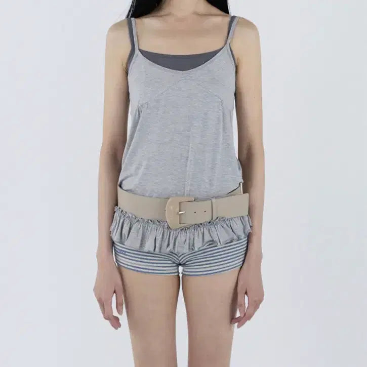 [BUNJANG] SERIC Frill Hem Sleeveless Top - Gray / 세릭 Frill Hem Sleeveless _ Gray 프릴 슬리브리스