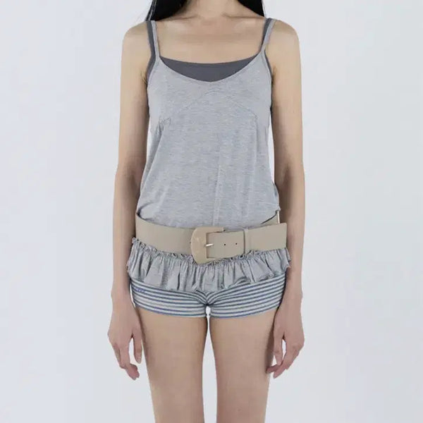 [BUNJANG] SERIC Frill Hem Sleeveless Top - Gray / 세릭 Frill Hem Sleeveless _ Gray 프릴 슬리브리스