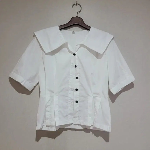 [BUNJANG] White Sailor Collar Blouse / 화이트 세일러 카라 블라우스