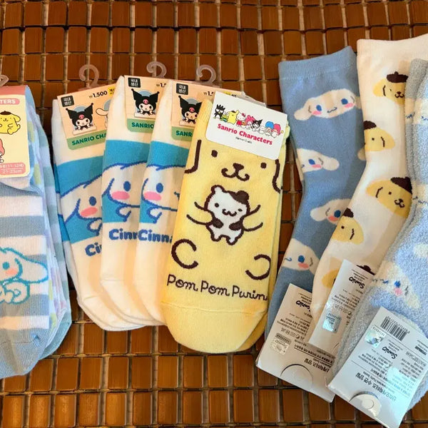 [BUNJANG] Sanrio Cinnamoroll & Pompompurin Socks Bundle Set / 산리오 시나모롤 폼폼푸린 양말 수면양말 일괄